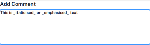 Markdown italics tag